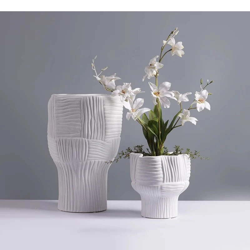 Simplicity Irregular Striped Ceramic Vase Solid Color Flower Arrangement Hydroponic Bedroom Tabletop Ware Ornaments
