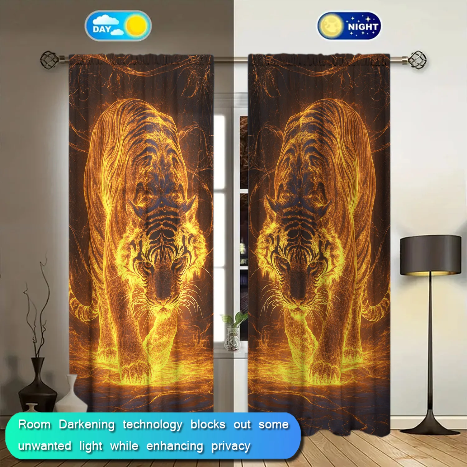 2-Panel Thermal Insulated Semi Blackout Curtains - Light Filtering Window Drapes with Privacy Protection, Thermal Insulation