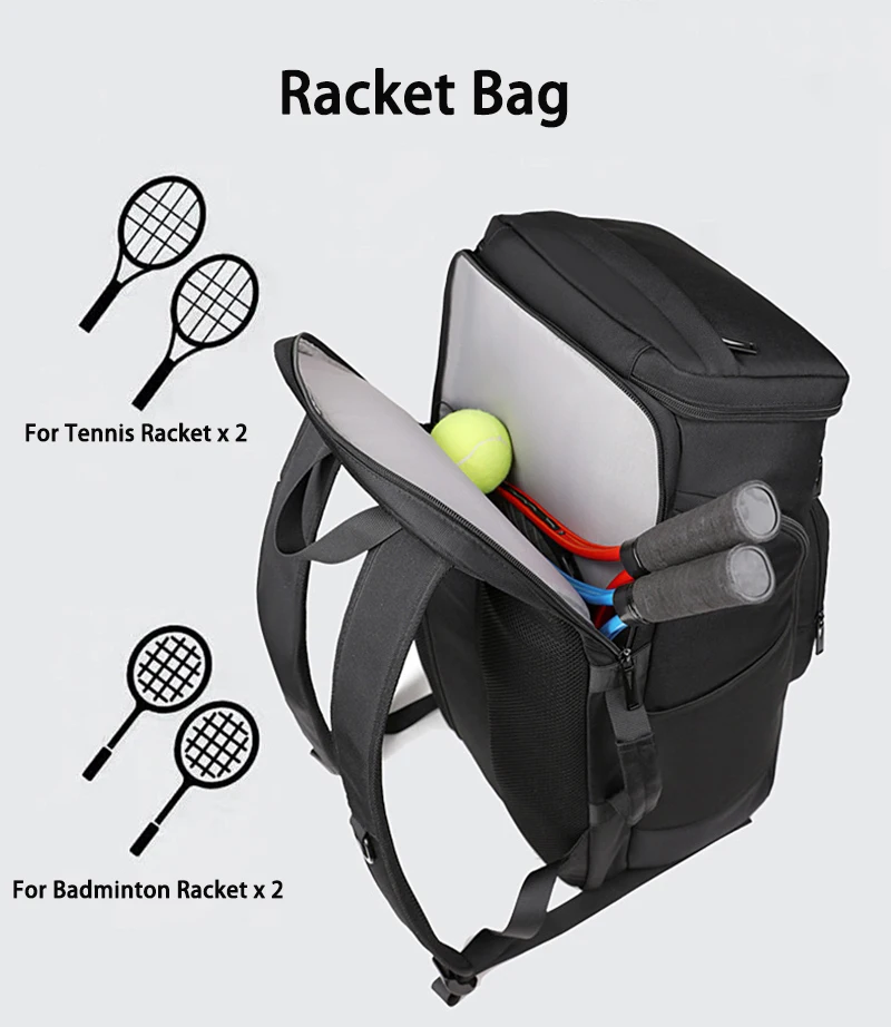 Badminton Racket Bag, Tennis Racket Backapck, Large Capacity Sports Bag Dry Wet Separation Outdoor Training Backpack, Gym Bags