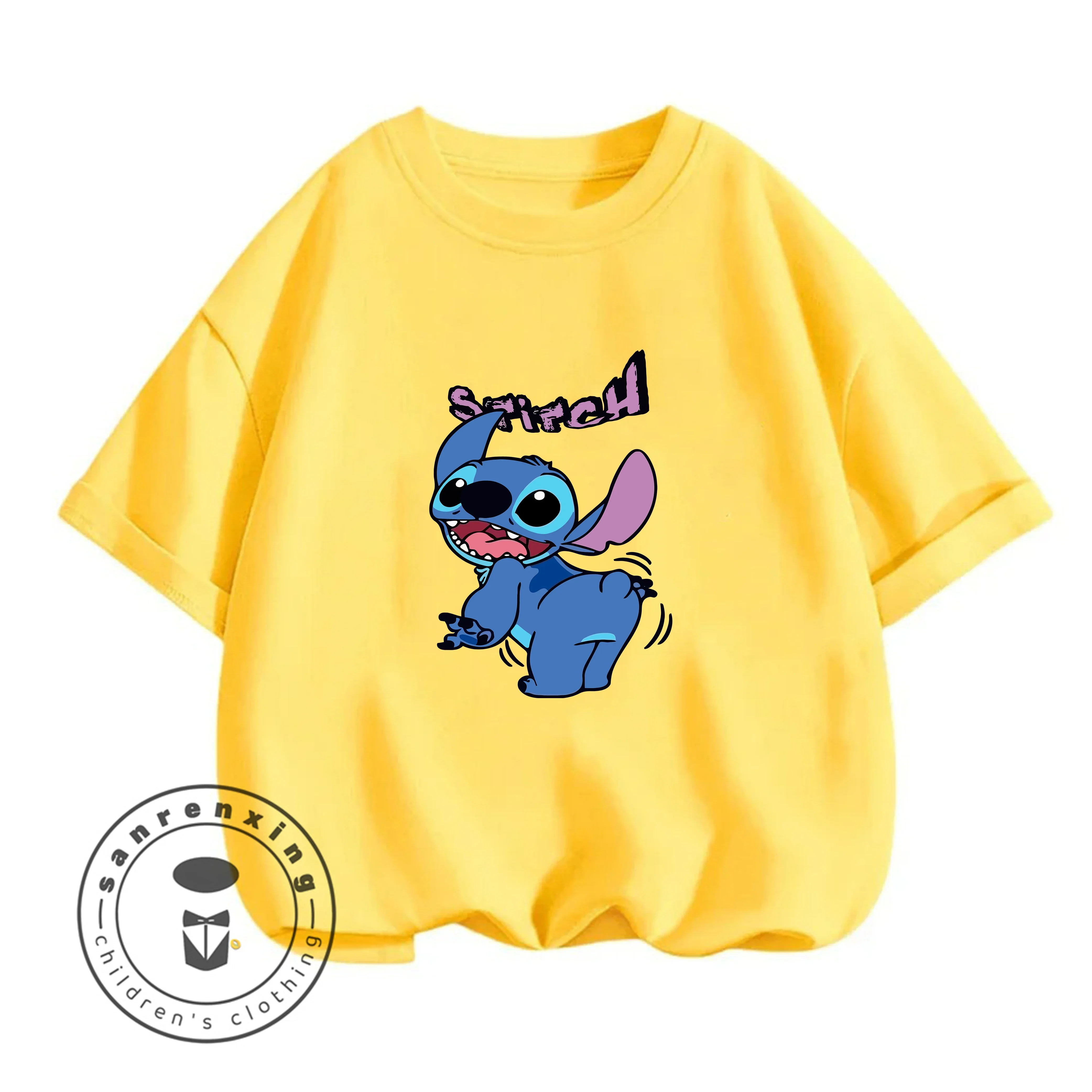 

Новая футболка Stitch Kawaii Dance 2D 2026 для детей, летняя, с коротким рукавом, повседневный топ для мальчиков и девочек-подростков, мультяшный дизайн, хит продаж