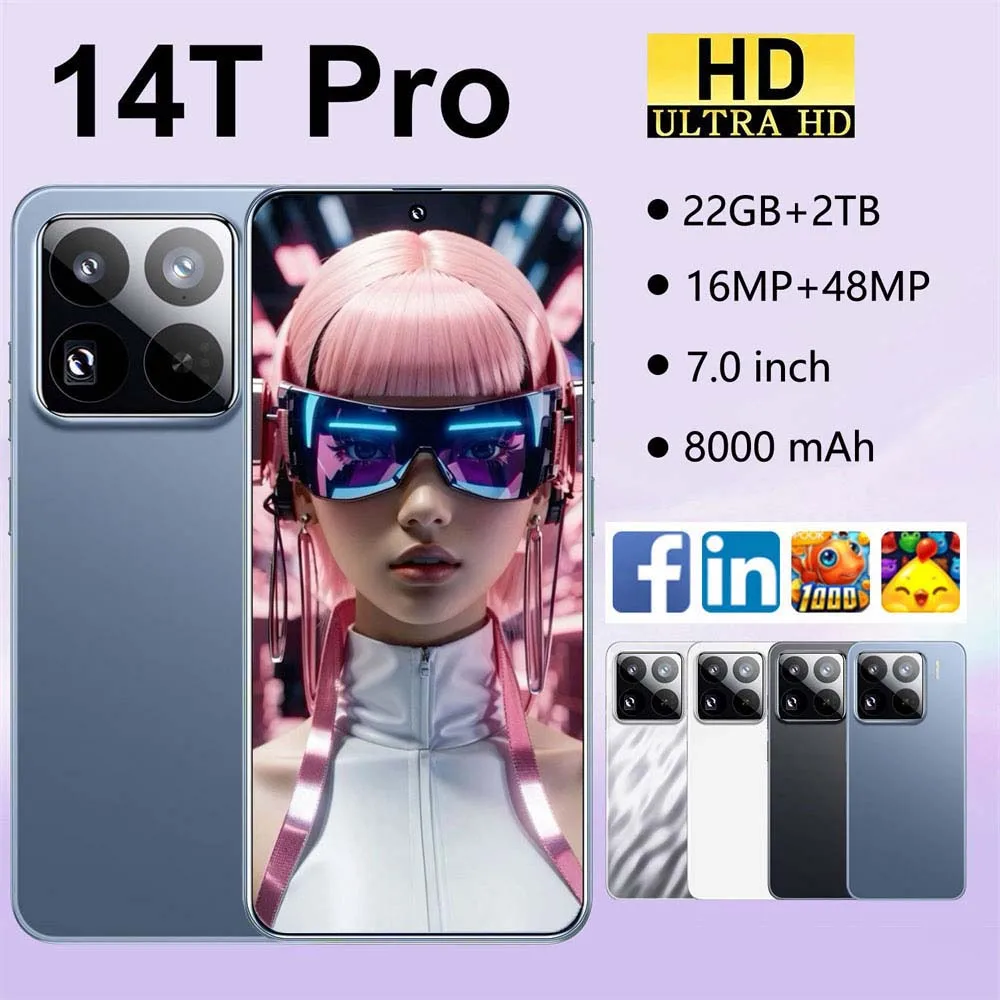 كمبيوتر لوحي 14T Pro مطور 7.0 بوصة HD Android 15 الإصدار العالمي 22GB + 2TB بطارية 8000mAh 4G 5G بطاقة مزدوجة WiFi GPS Google Tab #1