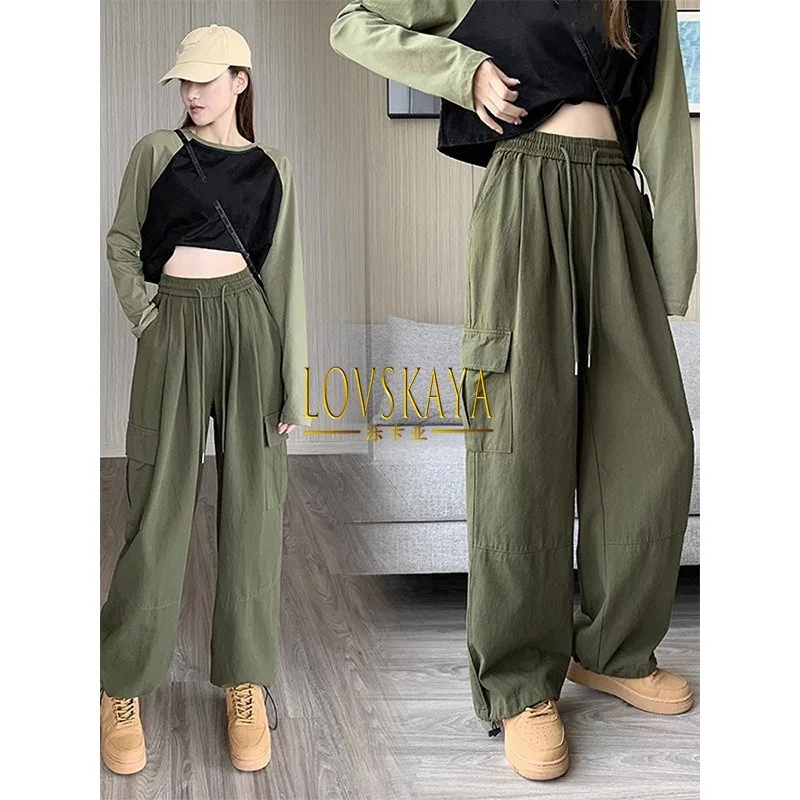 

New High Waist Sagging Wide Leg Pants Loose and Slim Bound Foot Lantern Pants Retro Workwear Pants Women Spring Autumn