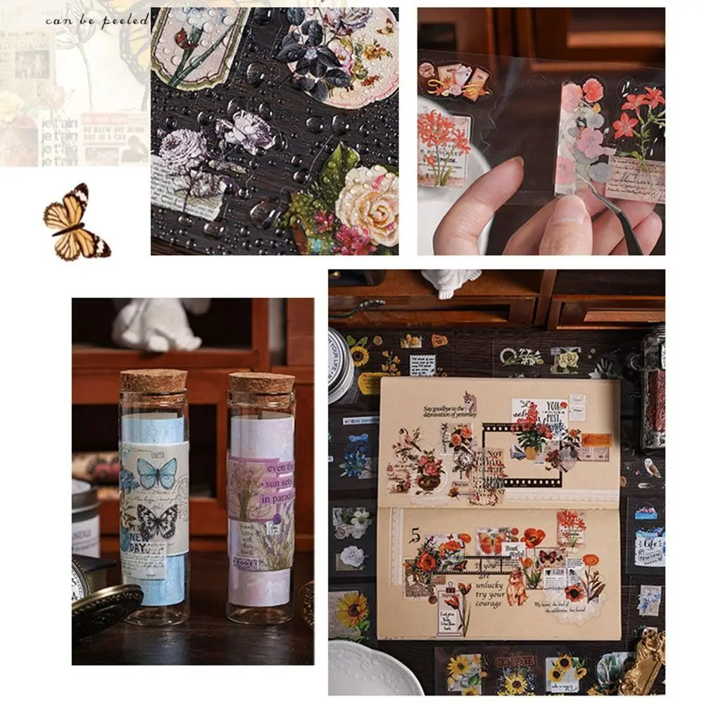 6 Sheets Artistic Waterproof Decorative Stickers Handbook Decor Student Stationery Scrapbooking Sticker DIY Adhesive Stickers