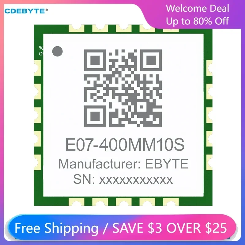 

CC1101 Wireless Module 433MHZ CDEBYTE E07-400MM10S RF Chip 10dBm 1.5km Stamp Hole Support RSSI Ultra Small Size SMD Module