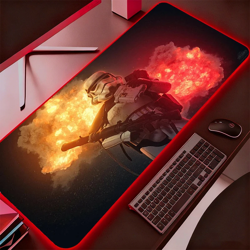 RGB Mouse Pad Star Wars Anime Carpe Large PC Gamer Computer LED Mausepad Keyboard Gaming Accessories Backlight Desk Mat
