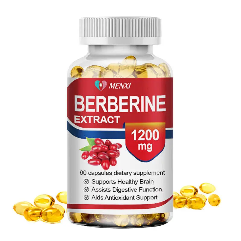 

MENXI Berberine HCl 1200mg, High Absorption Heart Health Blood Sugar Support- Gluten Free, Vegetarian & Non-GMO 60 Capsules