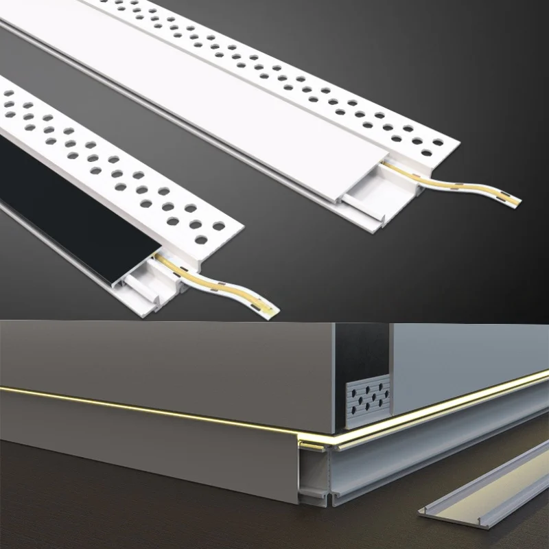 

1M Invisible ultra-thin Embedded LED Skirting Line Aluminum Profile Borderless Baseboard Floor Stair Step Decor Bar Strip Light