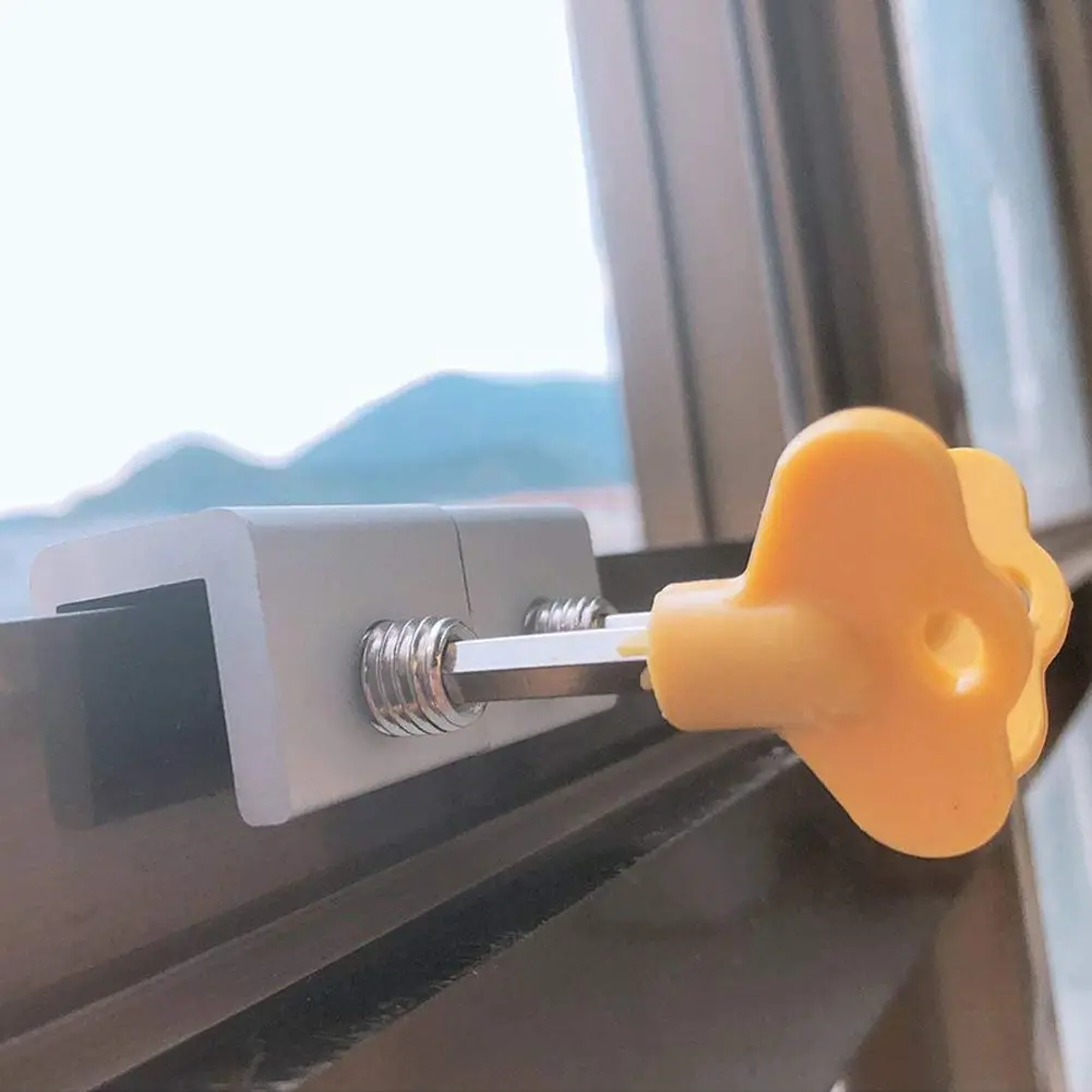 Feb.6 Pieces Adjustable Sliding Window Locks Stops Aluminum Alloy Door Frame Security Lock With Keys