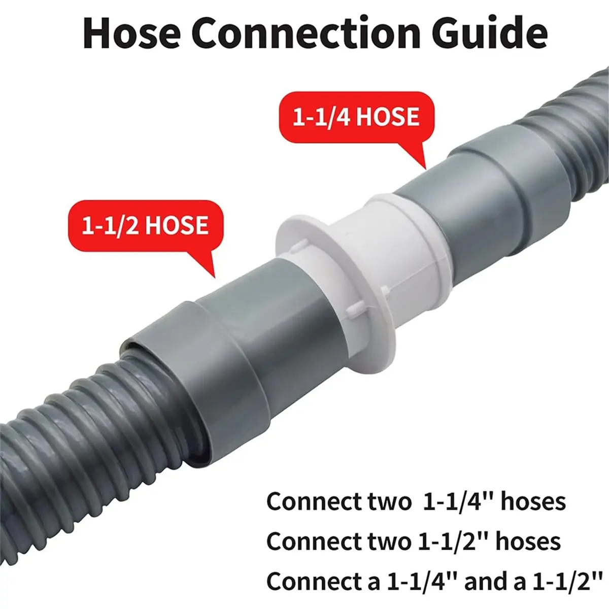 T34C Pool Hose Adapter Kit 1-1/4" or 1-1/2" Pool Hose Connector Coupling for Swimming Pool Vacuums Above Ground Pools view 4