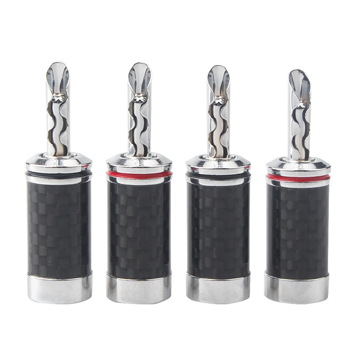 40Pcs Banana Plugs Hi-End HIFI DIY Carbon Fiber Copper Plated Rhodium Electrical Audio Jack Banana Connector Plug