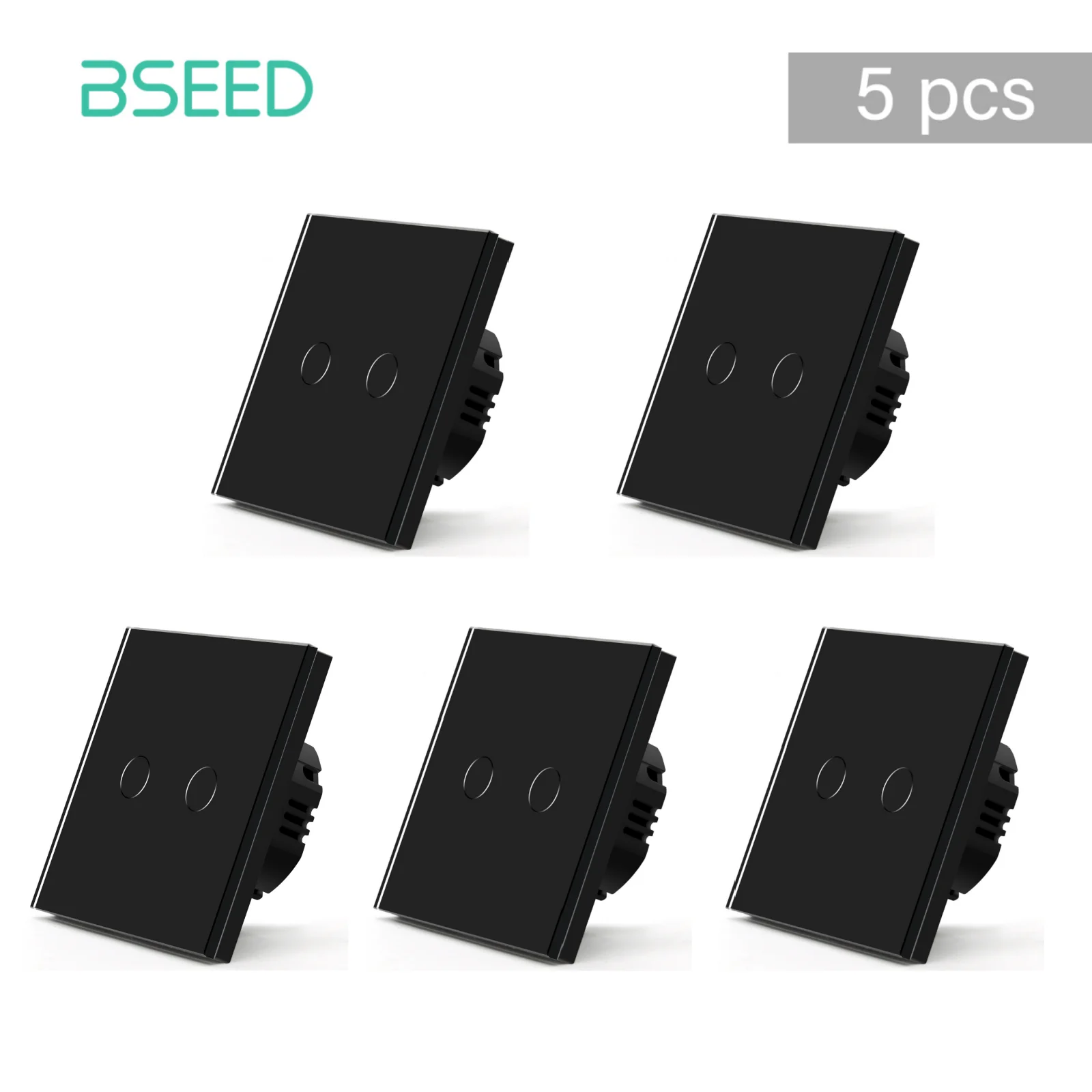 BSEED Touch-schakelaars 1/2Gang 1-weg wandlichtschakelaars Glas sensorscherm Thuisschakelaars Blauwe LED-achtergrondverlichting EU-norm
