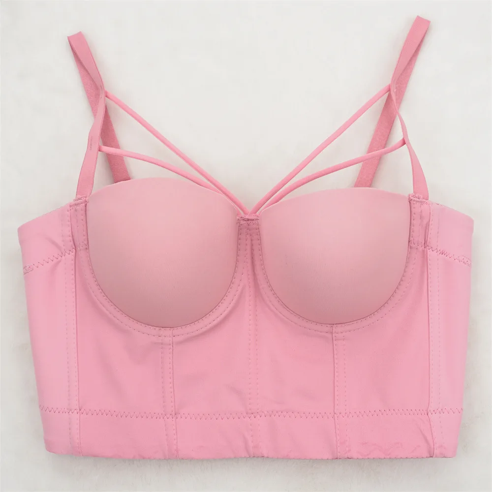 

Fashion Nightclub Sexy European and American Pure Desire Sling Fancy Vest Navel Short Top Fairy Bra Fishbone Tube