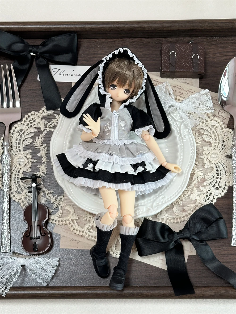 ชุดเสื้อผ้าตุ๊กตา BJD เหมาะสำหรับตุ๊กตา ob22 ob24 p20 ขนาด azone ชุดเสื้อผ้าน่ารักสไตล์ Frosting Trap อุปกรณ์เสริมตุ๊กตา (3 ชิ้น)