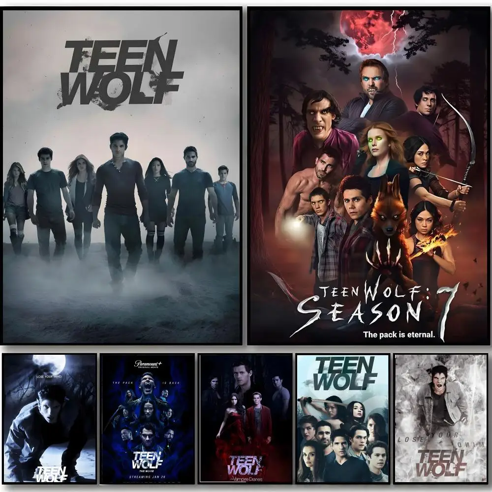 Movie T-Teen Wolf Poster Self-adhesive Art Waterproof Sticker Coffee House Dorm Room Wall Decor