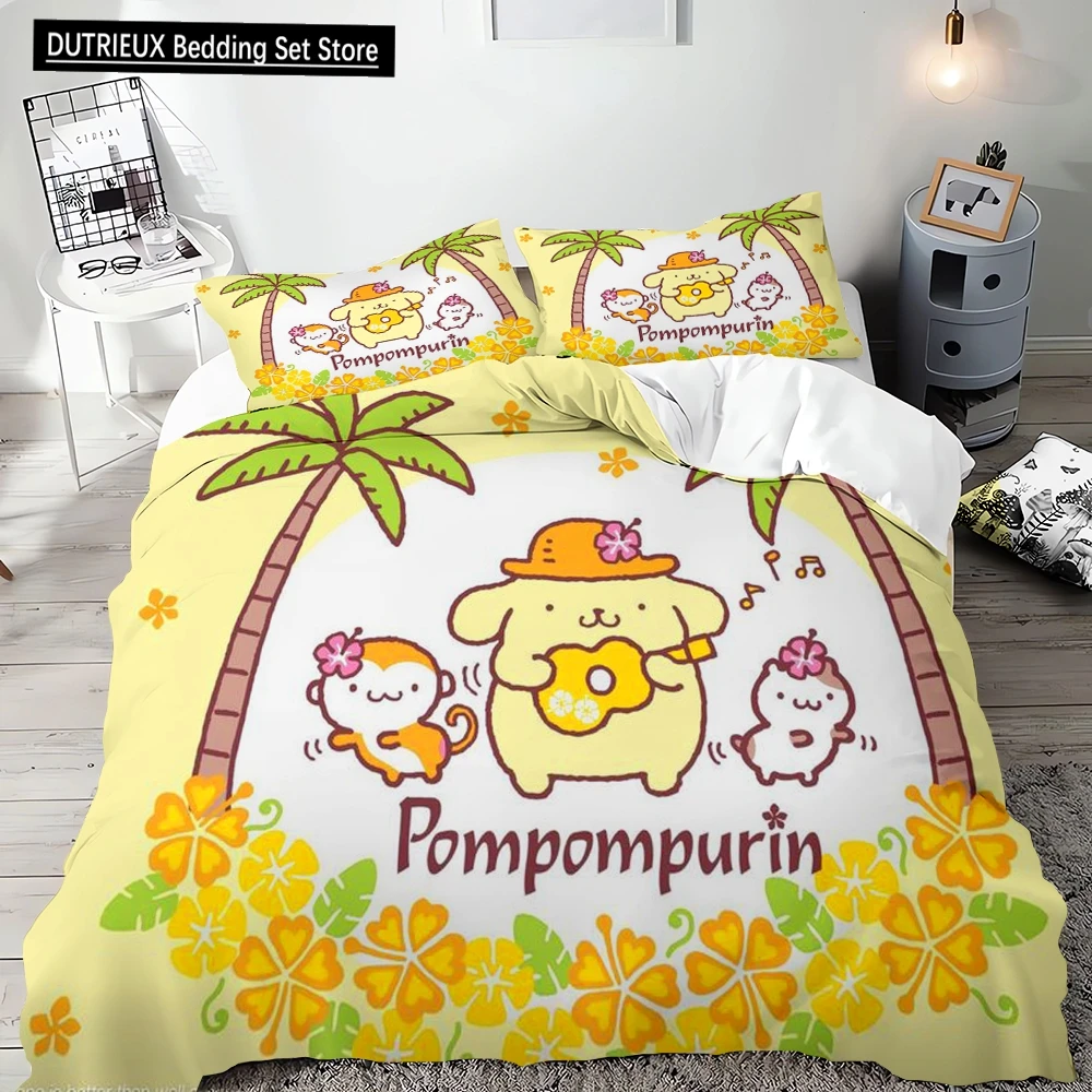 

Duvet Cover Pompompurin Needlework Quilt Cover Single Bed Double Bed King Size Pillowcase Quilt Cover Multi-piece Set