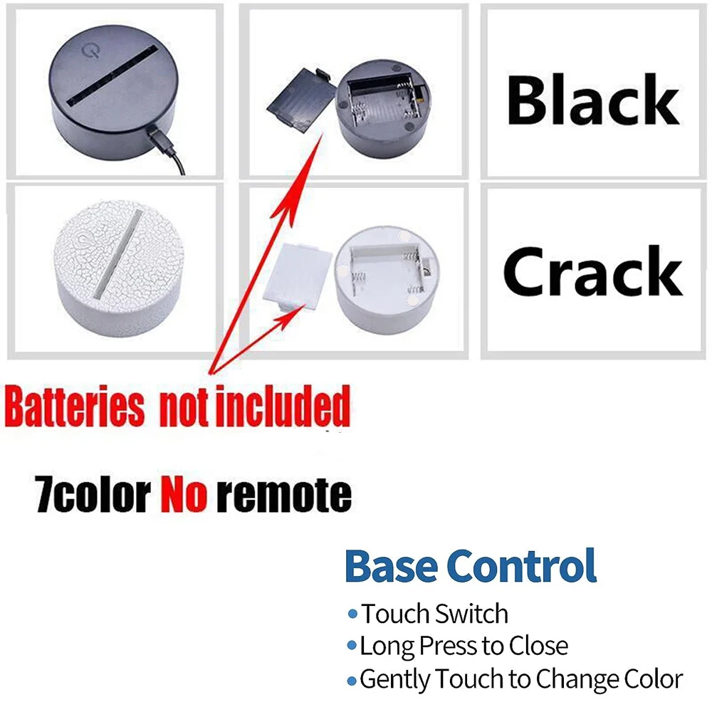 10 szt. Światło akrylowe podstawa płyty pękała 7 kolorów oświetlenie dekoracyjne stojak dotykowy przełącznik podstawa do lampy LED do żywica