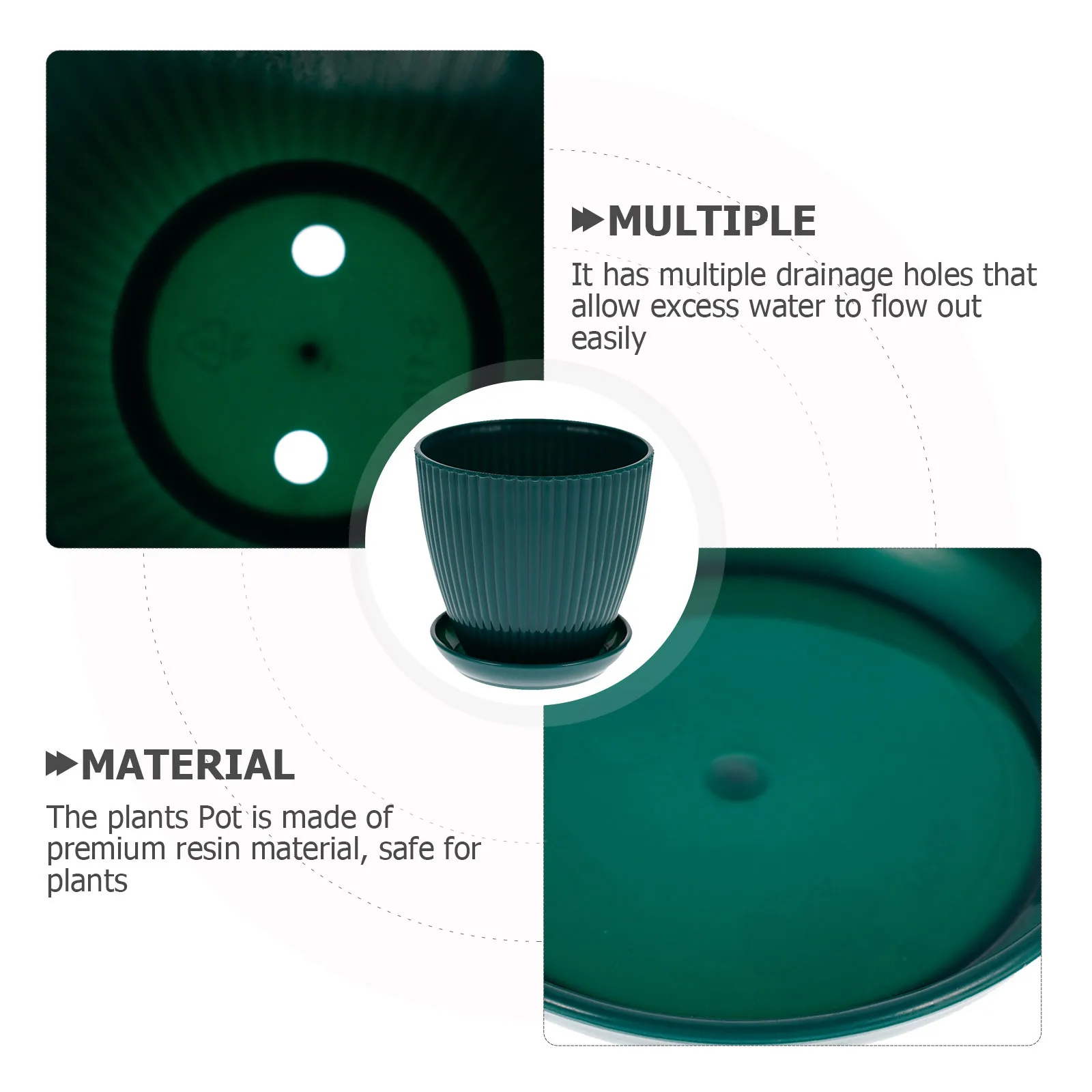 

4Pcs Resin Flower Pots with Saucers Multipurpose Nursery Planter Pot Breathable Container for Succulent Orchid Indoor Outdoor