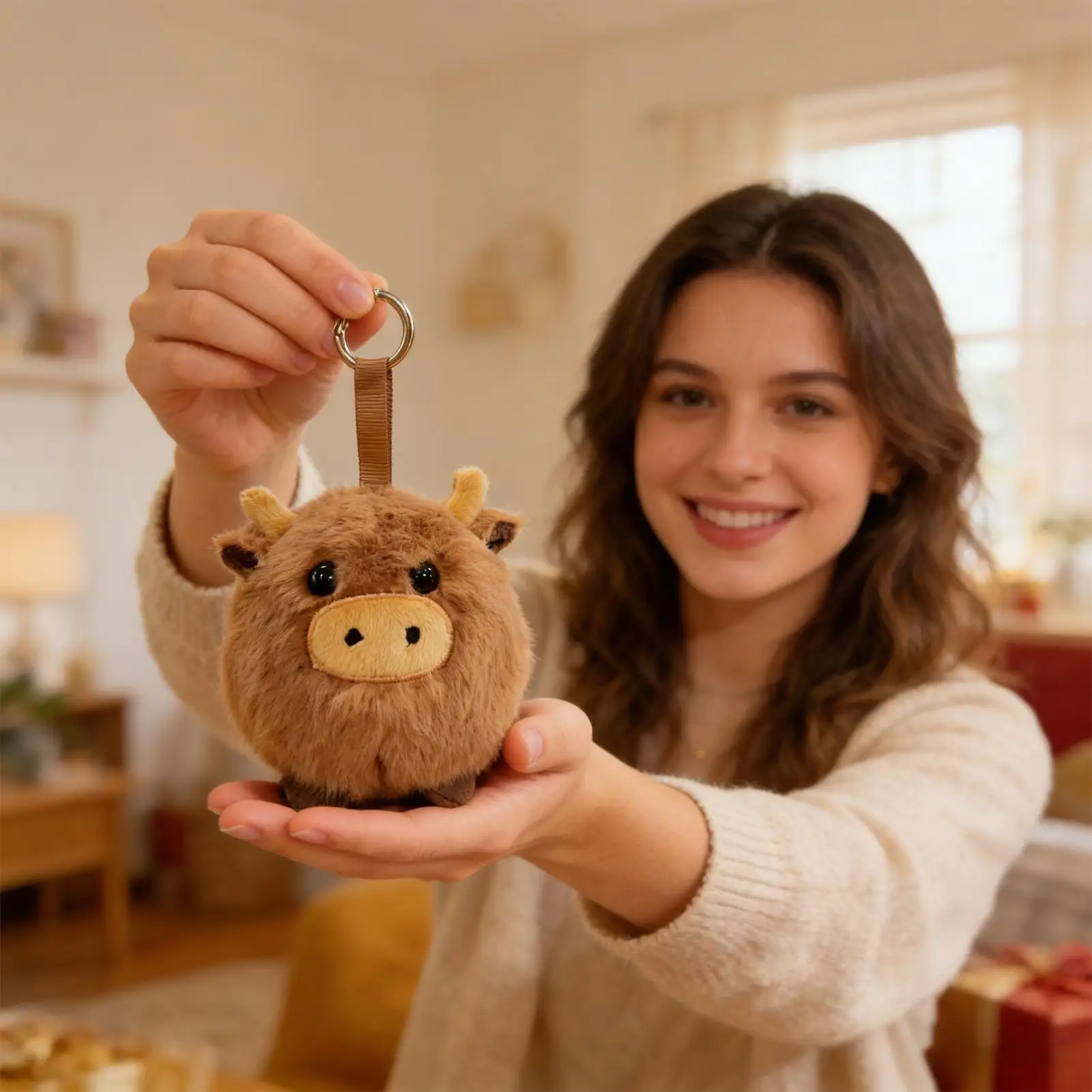 พวงกุญแจตุ๊กตาวัวน่ารัก ของตกแต่งกระเป๋า ของขวัญสำหรับเด็กผู้หญิง วันเกิด วันวาเลนไทน์