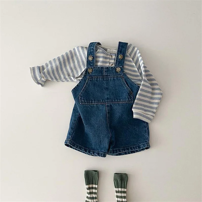 Spring Summer Baby Trousers Solid Boys Denim Overall Kids Casual Pants Infant Girls Jeans Toddler Kids Pants