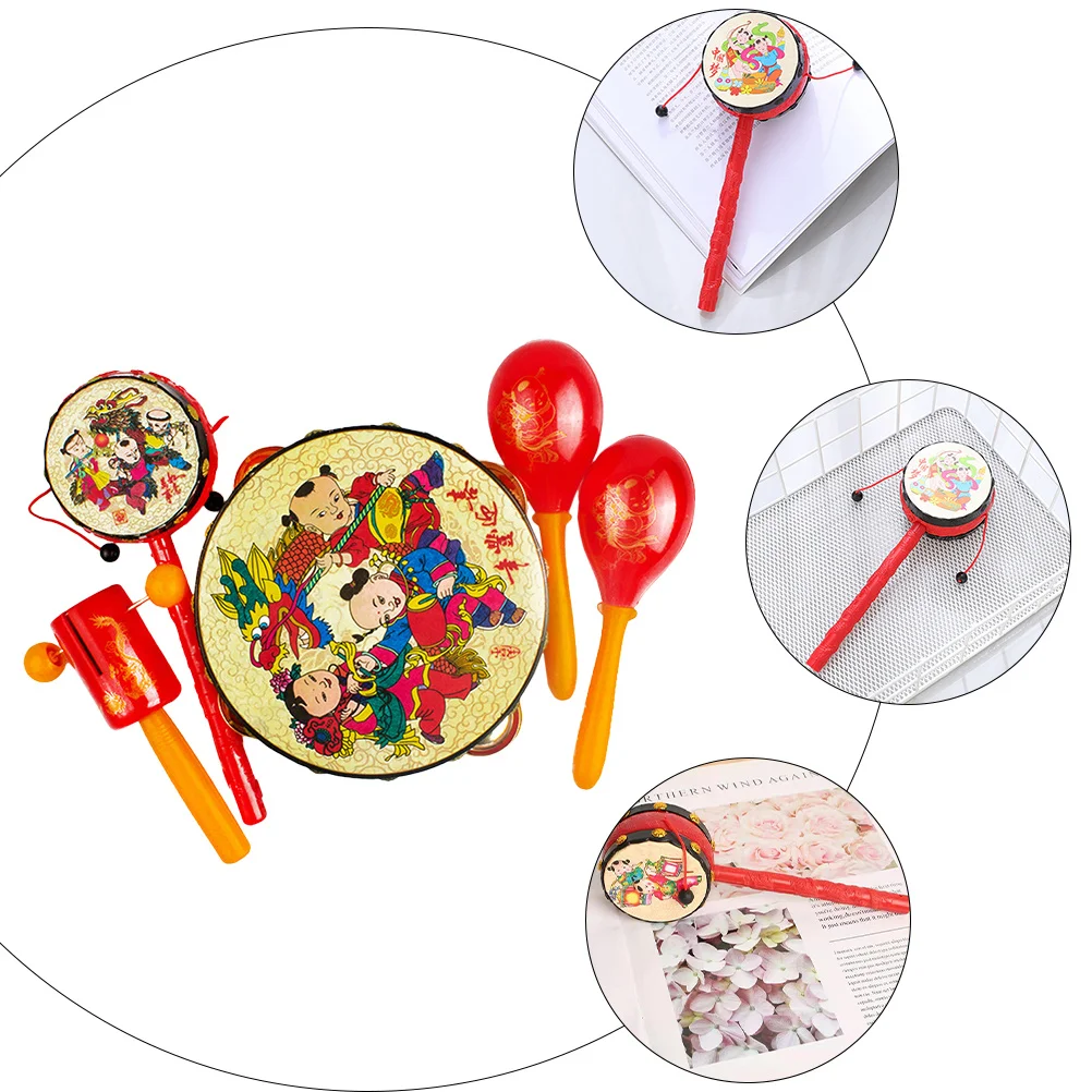 5 stuks Baby Shaker Rammelaar Drums Vroege Educatieve Diverse Kleur Handheld Drum Geluid Baby Coördinatie Speelbal