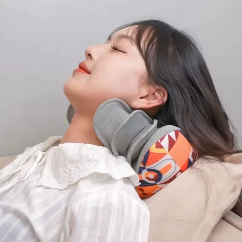 Electric Heated Neck and Shoulder Massage Pillow  Portable Deep Tissue Relaxation Cushion
