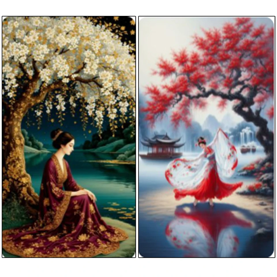 

5D DIY Diamond Painting Beautiful Girl Flower Life Tree Abstract Art Diamond Mosaic Cross Embroidery Kit Home Wall Decoration