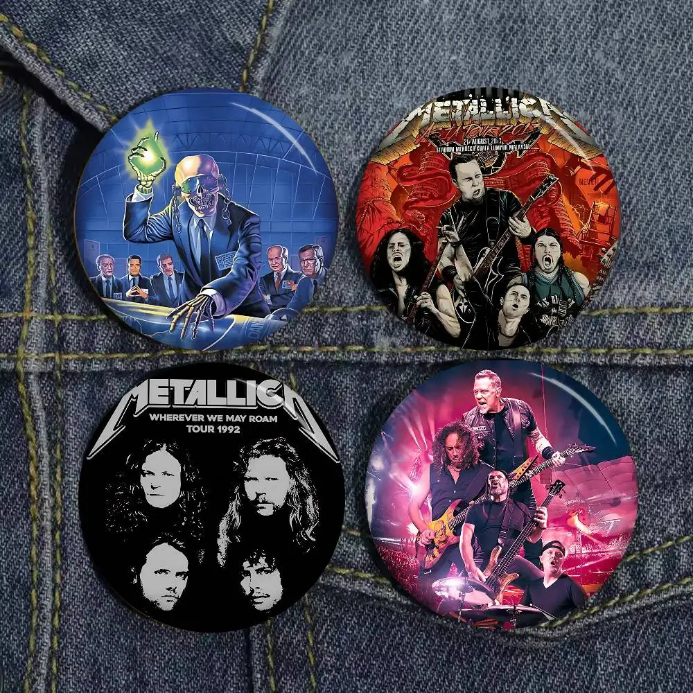 Heißer M-MetallicaS Band Cartoon Broschen Anime Abzeichen Runde Handgemachte Brosche Anstecknadeln Schmuck Für Rucksack Kleidung Geschenke
