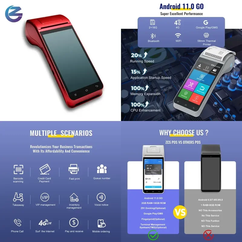 Z91 5.5inch Touch Screen Android Handy Pos System with Printer, Parking Receipt Printer