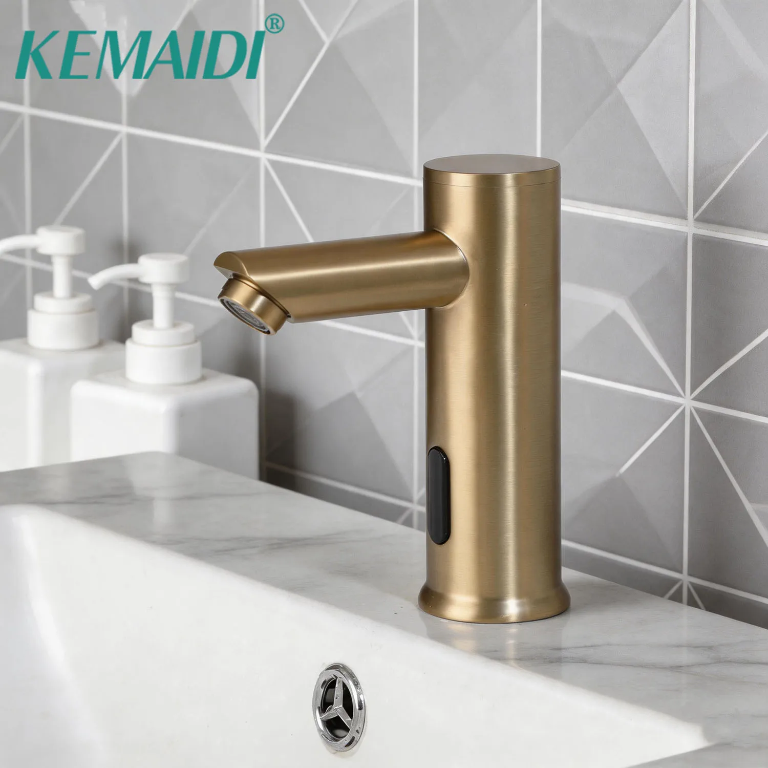 

KEMAIDI Touchless Automatic Sensor Bathroom Faucet Brushed Gold Vessel Sink Tap Hands-Free Smart Basin Mixer Infrared Sensor