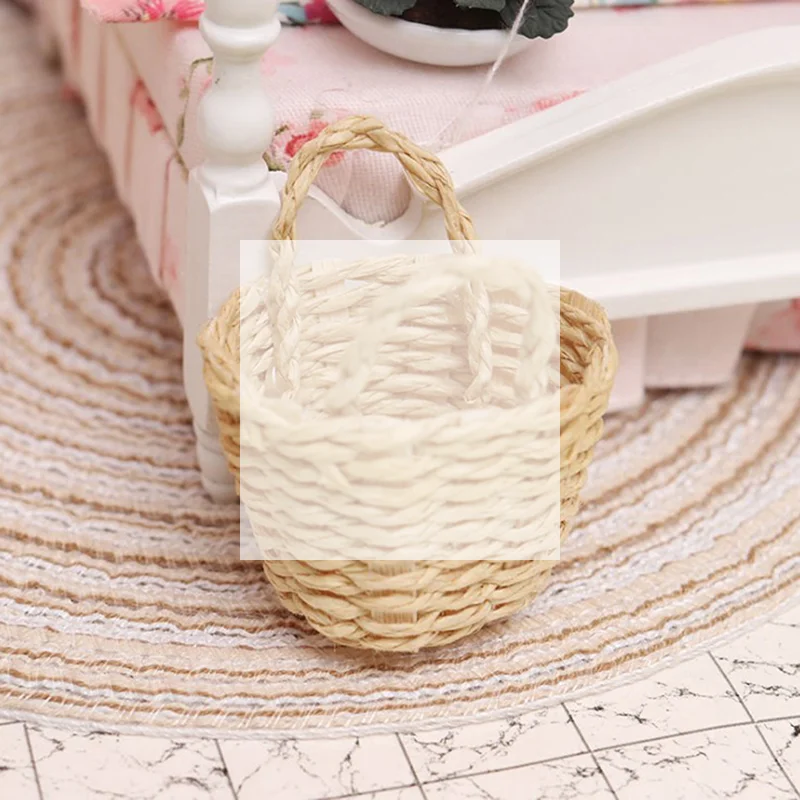 

1: 12 Dollhouse Mini Woven Basket Storage Basket Model Miniature Scene Ornaments