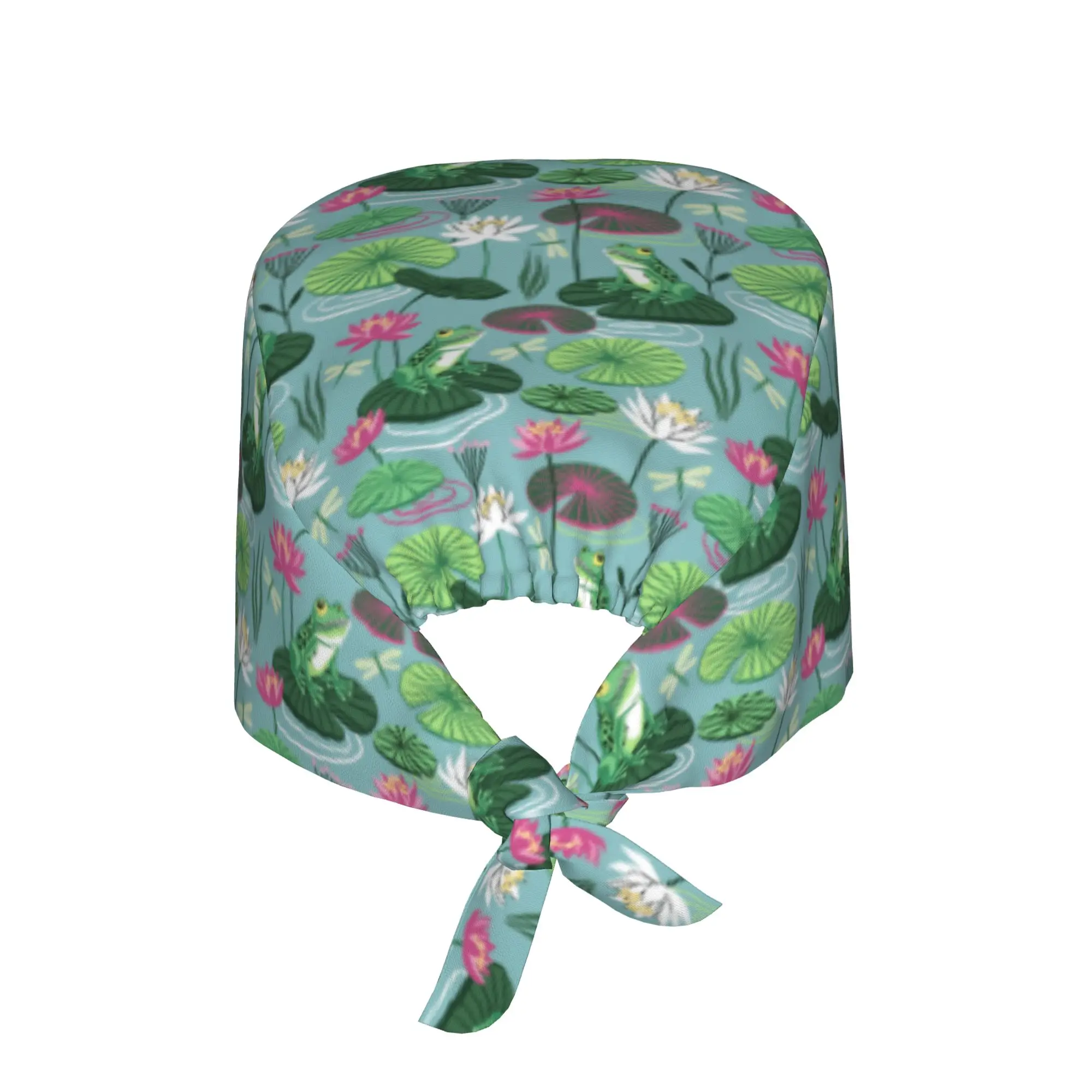 Frogs and water lilies Scrubs Cap Surgical Hats Women Men Animal Lover  Operating Room Cap Operator Hats Lab Works Hat