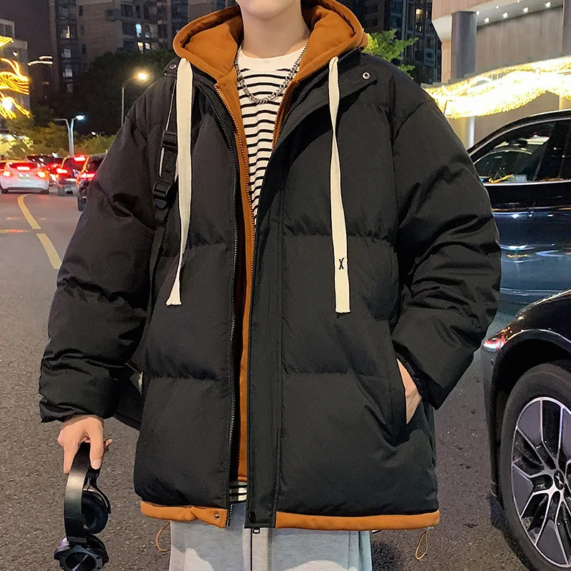 

Men's Winter Fashion Trend Brand Thick Cotton Clothing Men's Loose Hooded Warm Vacation Two-piece Cotton Jacket Clothes Winter
