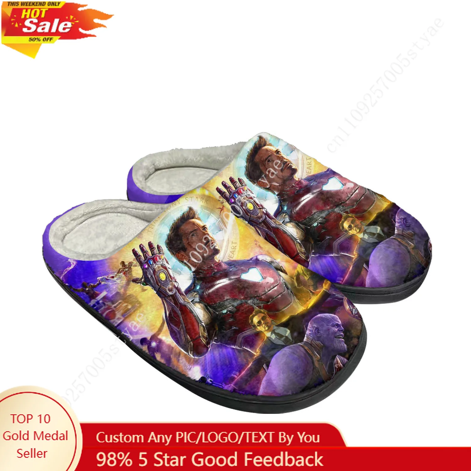 Marvel Avengers Endgame Avengers Assemble Home Cotton Slippers Mens Womens Teenager Plush Bedroom Keep Warm Shoes Custom Slipper