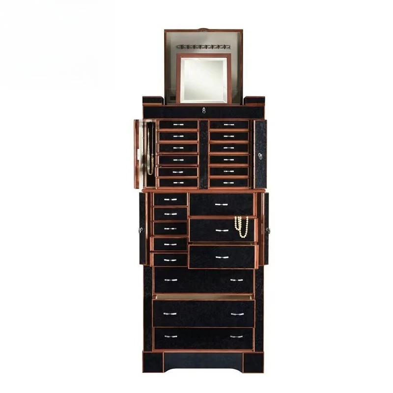 i luxury creative mirror jewelry cabinet, villa luxury bedroom high-end solid wood jewelry box