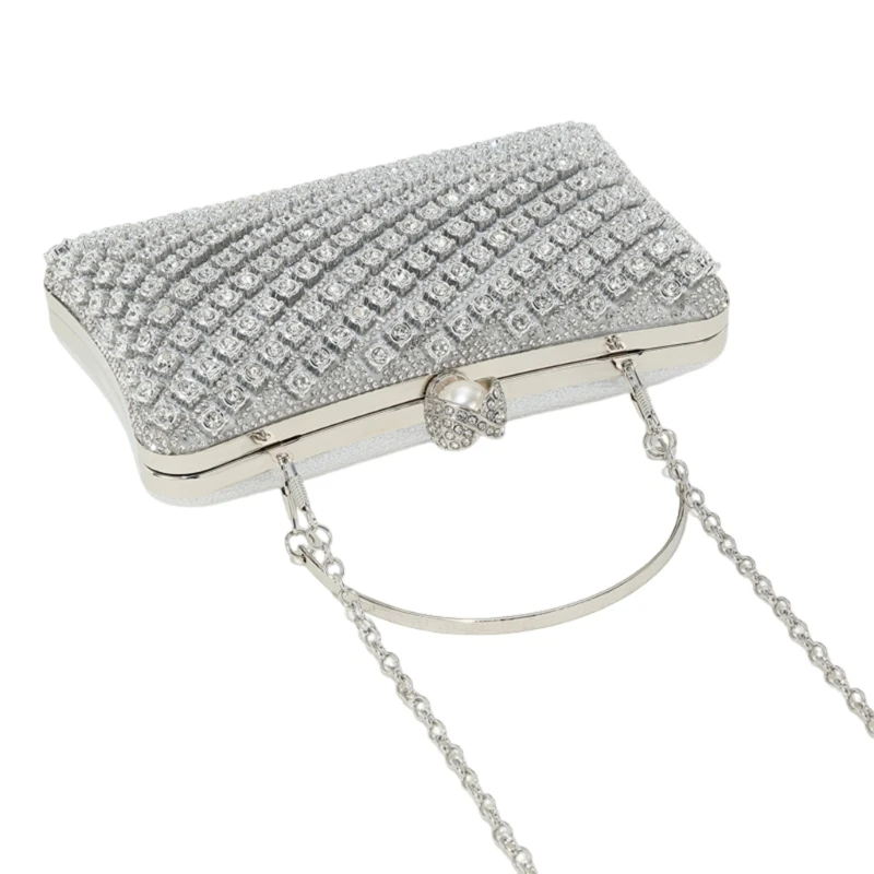 Women Evening Clutch Bag Rhinestones Clutch Purse Evening Handbag Fashion Chain Strap Purse for Party and Wedding