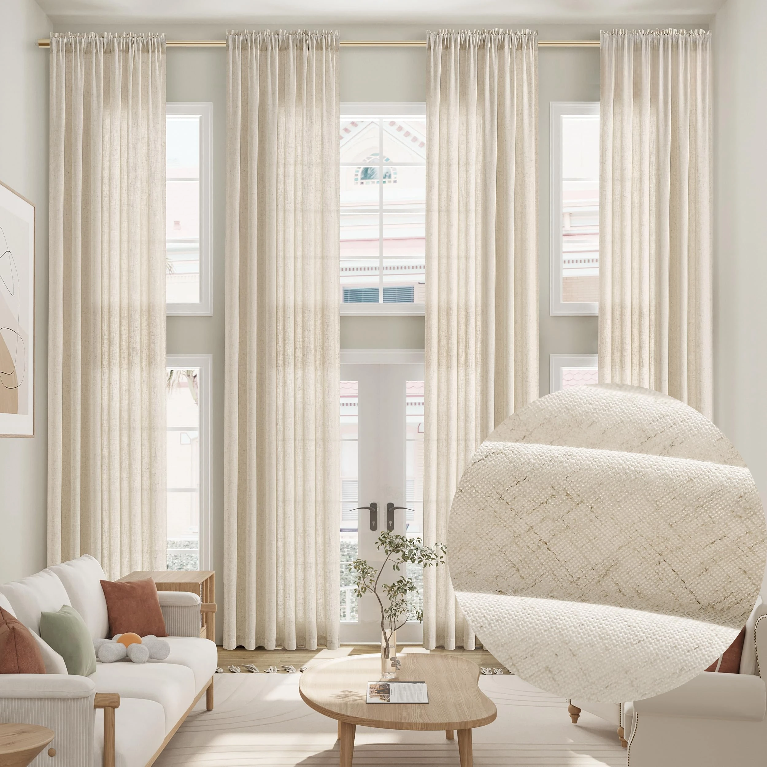 

450cm Height Custom Made Sheer Curtain 30% Linen Tulle Living Room Window Curtains Bedroom Curtain Hhigh Celling Curtain Drapes