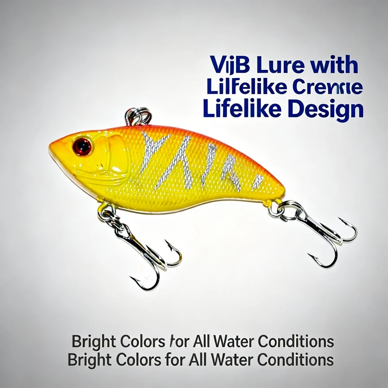 6 Pcs Vib Fishing Lure 9.4G 5.5CM Sinking Hard Bait Full Water Column Rattling Lures 3D Bionic Eyes 8# High Carbon Steel hooks
