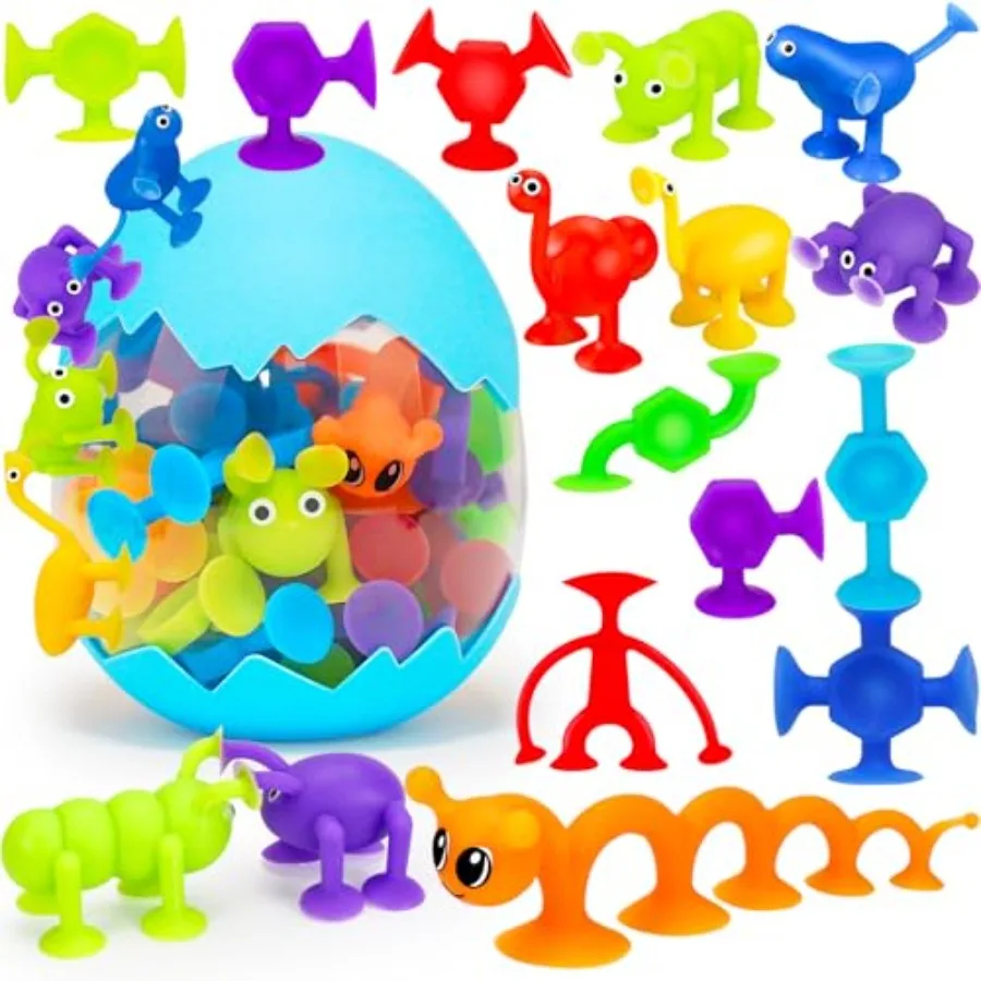 

32Pcs Bath Toys for Ages 3-5 4-8, No Hole Mold Free Baby Suction Cup Animals Water Toys, Mini Toddler Sensory Fidget Party Favo