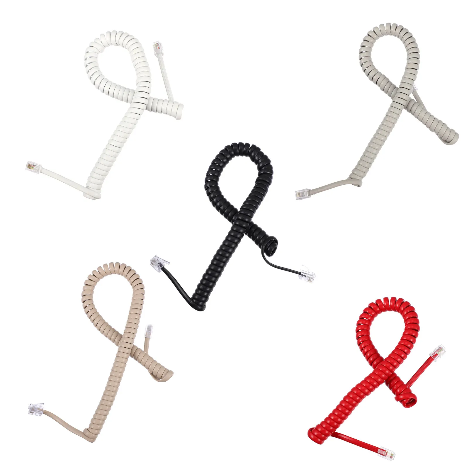 10Pcs Universal Telephone Cord Coil Phone Cord for Home Office Use Compatible with All Telephone Brands