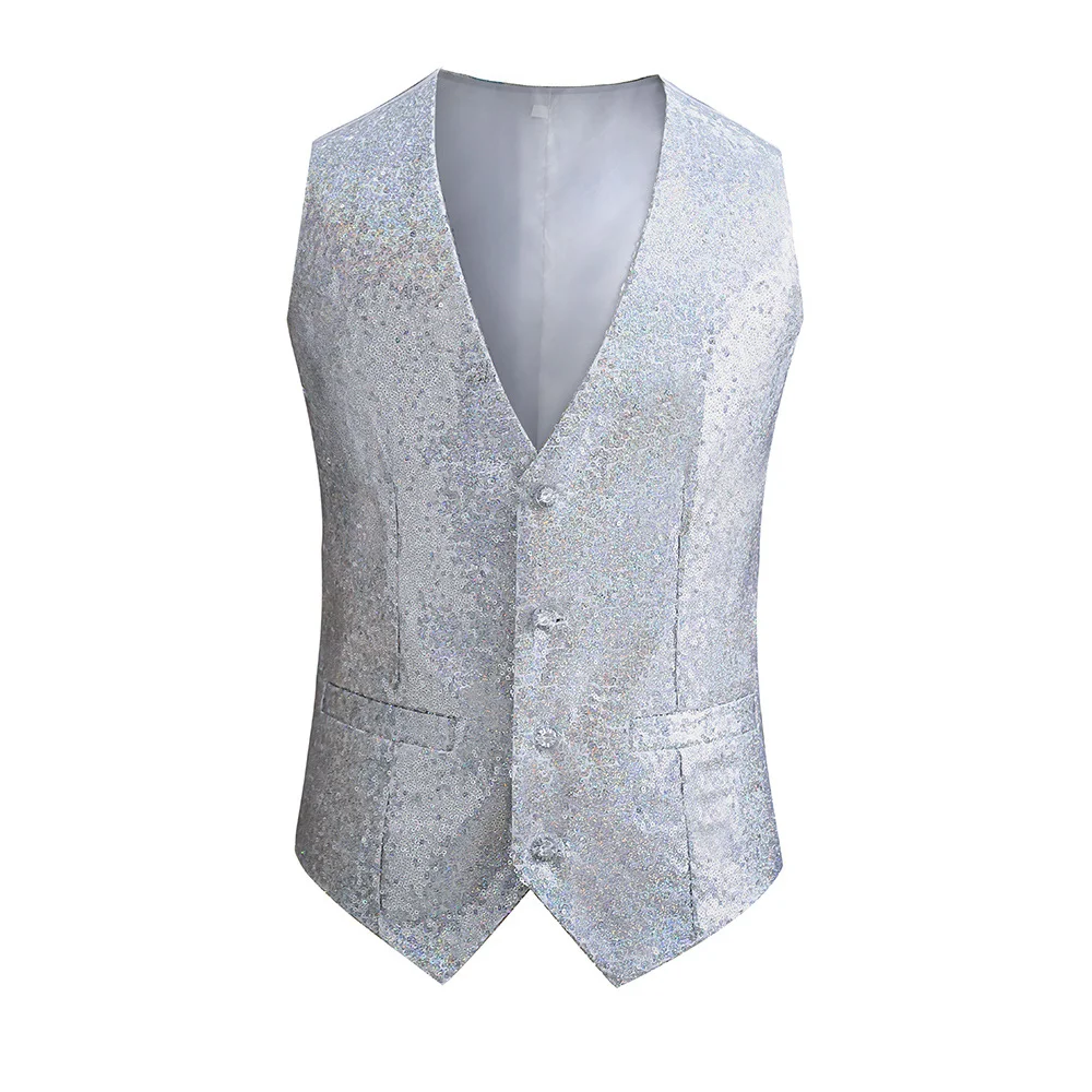 2024 hombres chaquetas de lentejuelas chaleco traje brillante chaleco club nocturno Dj traje de escenario lentejuelas brillantes brillo fiesta chaleco Tops Halloween