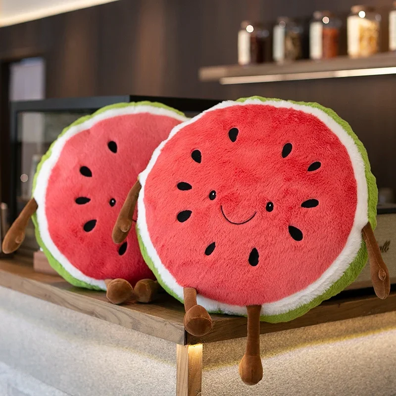 Kawaii Smile Watermelon Cushion Plush Toys Funny Cartoon Fruit Stuffed Pillow Soft Sofa Chair Cushion Lovely Home Decor