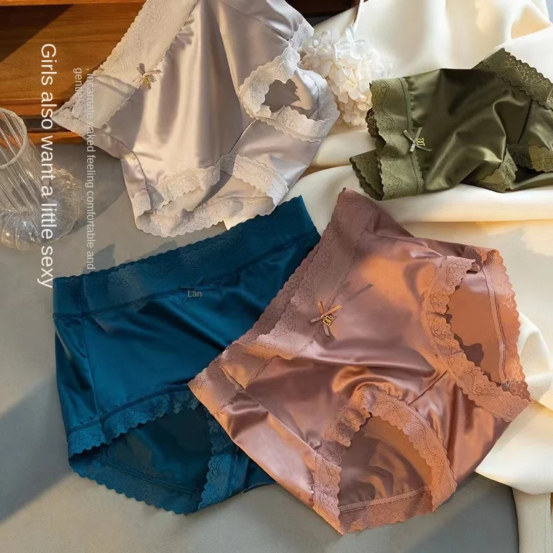 6 pezzi biancheria intima da donna mutandine di seta di ghiaccio slip morbidi e lisci di grandi dimensioni 40-70 kg pantaloni a triangolo lingerie