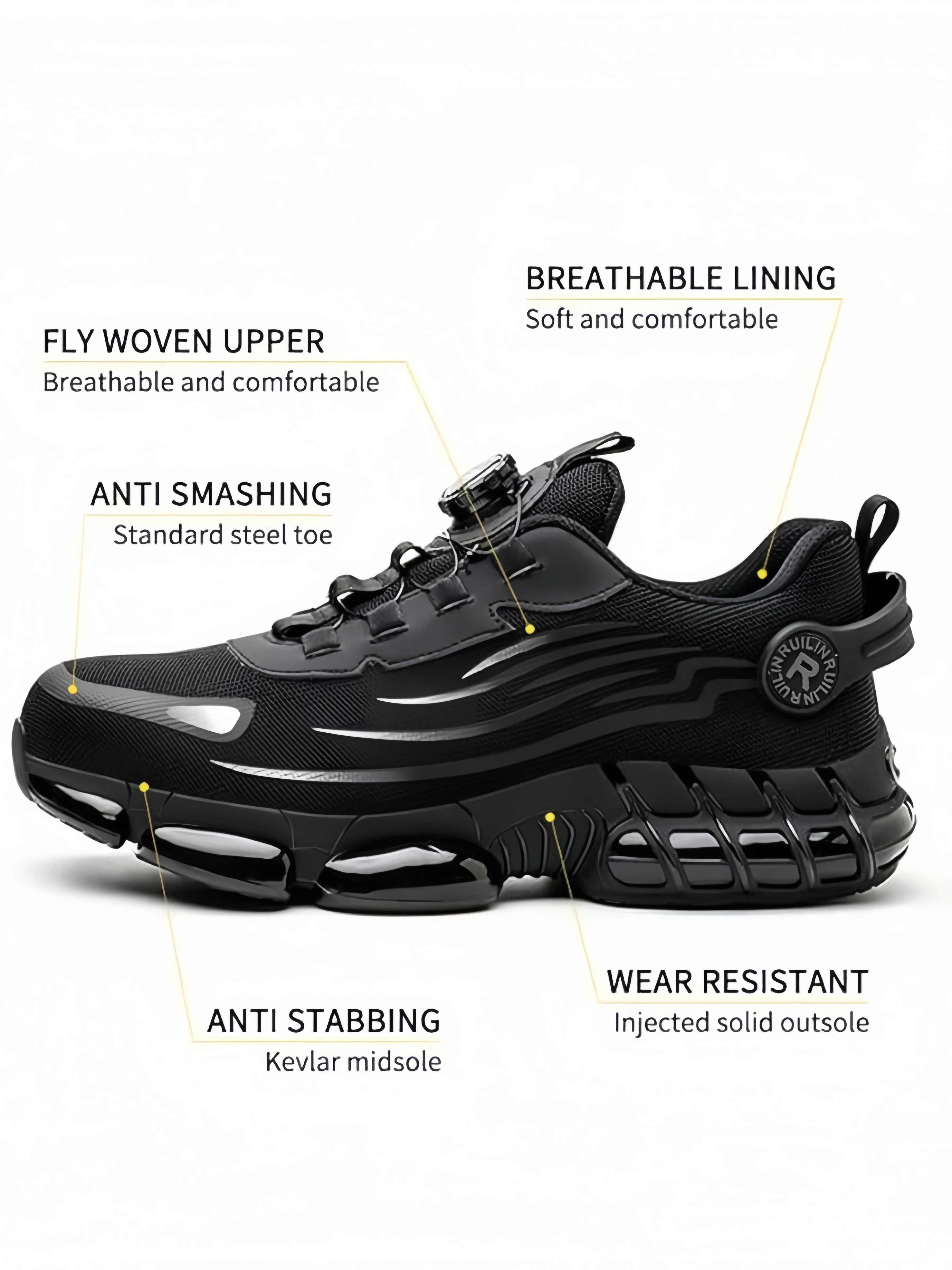 Industrielle Herren-Sicherheitsstiefel, atmungsaktive Herren-Arbeitsschuhe, durchtrittsicher, stoßfest, langlebig, bequeme Konstruktions-Sneaker – Detail 12