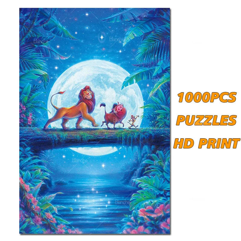 

The Lion King Cartoon Disney 1000PCS Puzzles Paper Jigsaw Puzzle Game Night Trunk Walking Picture For Teen Kid Like Friend Gift