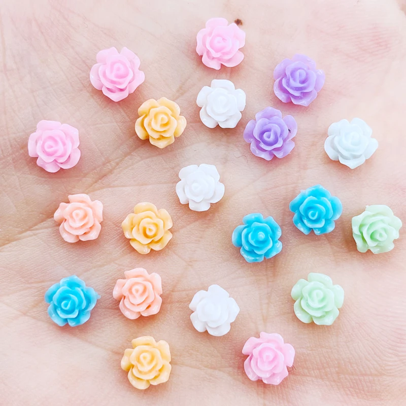 100 Pcs New Cute Mixed Mini Flower Flat Back Resin Cabochons Scrapbooking DIY Jewelry Craft Decoration Accessorie A47