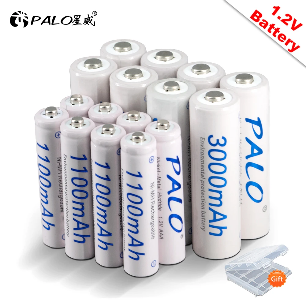 

High Capacity 3000mAh 1.2V AA Rechargeable Batteries + 1100mAh 1.2V AAA Battery NI-MH AA AAA Rechargeable Battery with box