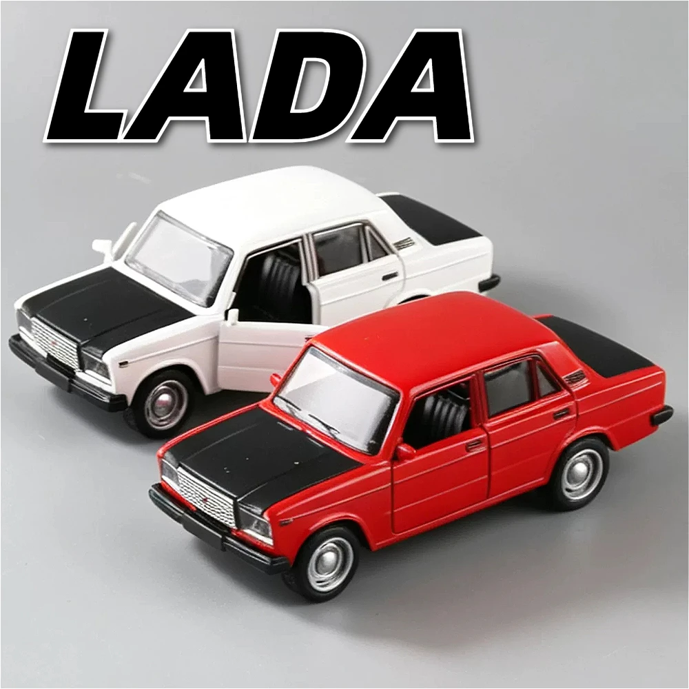1:36 Scale Retro LADA Single Light Version Car Model Toy Openable Hood Pull Back Vehicles Alloy Diecast Models Indoor Display