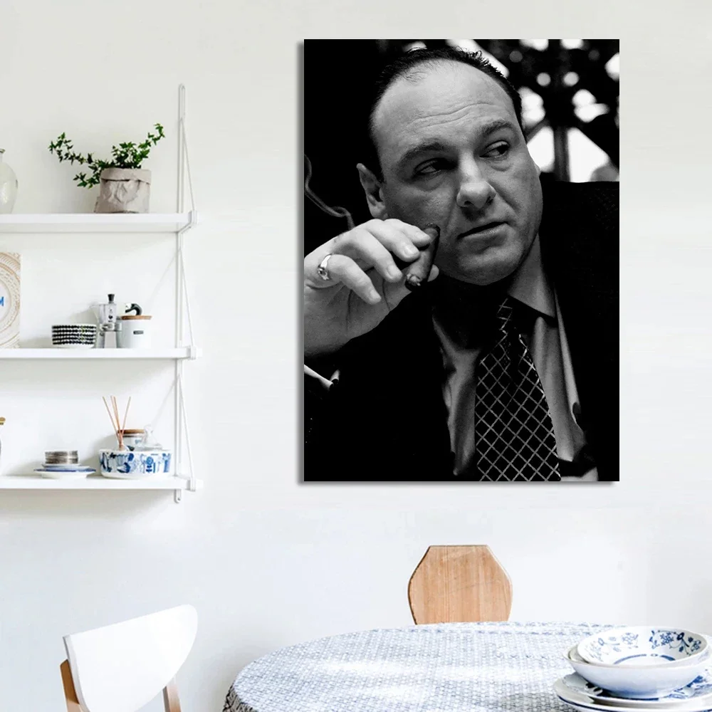 المسلسل التلفزيوني الكلاسيكي يظهر عائلة سوبرانو يطبع قماش اللوحة التدخين المشارك صور فنية للجدران لغرفة المعيشة ديكور المنزل