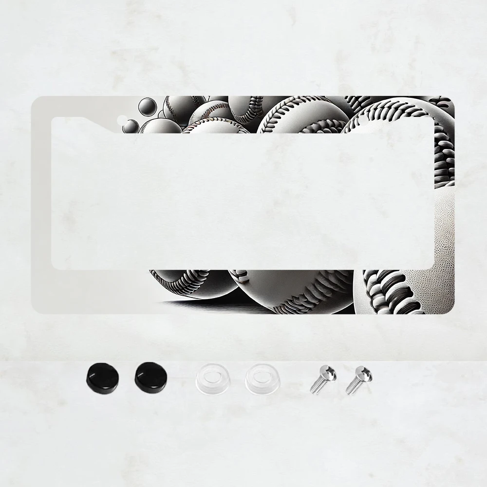 

1PC Baseball Pattern Aluminum License Plate Frame - US Standard Size, Decorative Car License Plate Bracket, 2 Holes