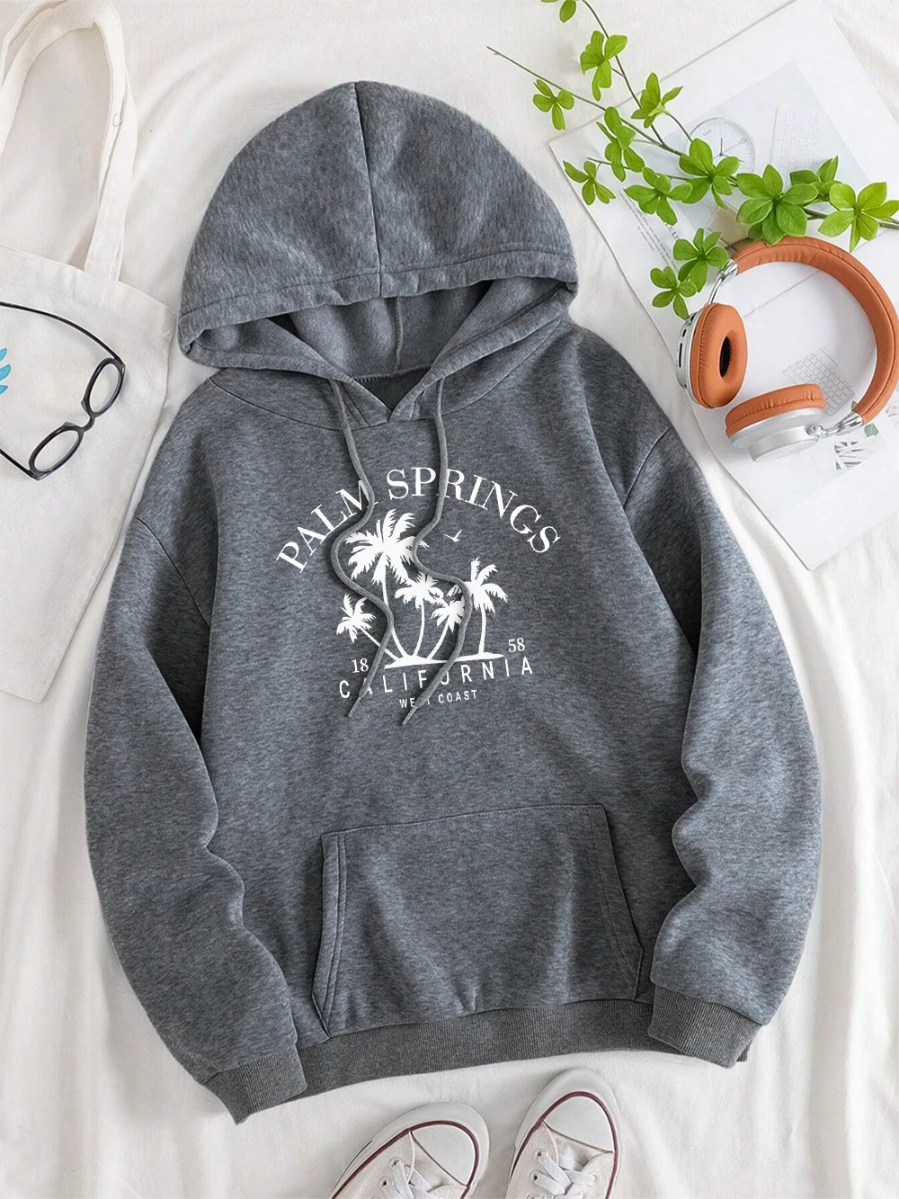 Palm Springs 1858 California West Coast Streetwear Men Women Fleece Hoodies Autumn Fleece Hoody Fashion Oversize Clothing Couple